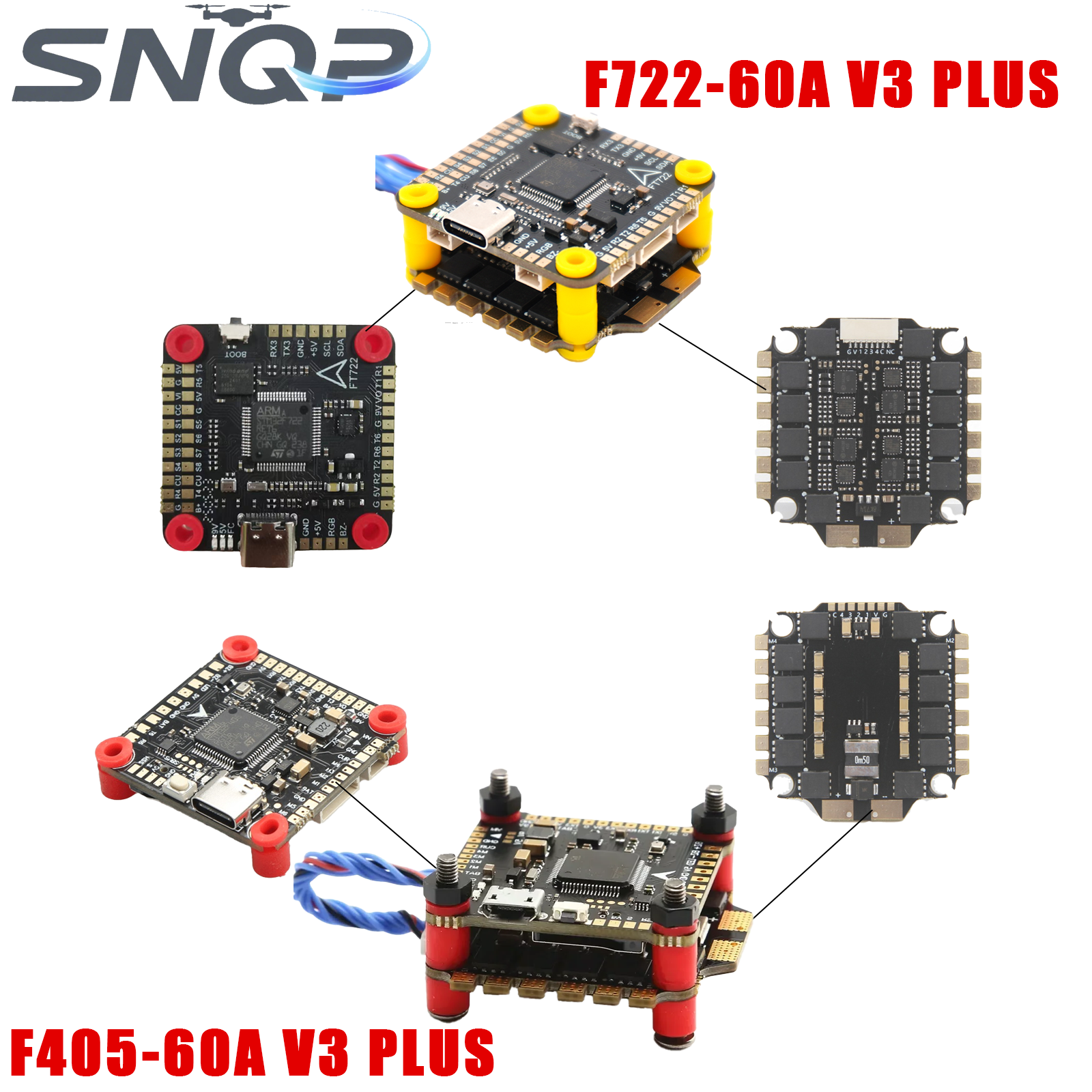 Drone Racing Flight Controller - F405/F722 ตัวควบคุมการบินสามตัว +60A 4-in-1 ESC 30.5