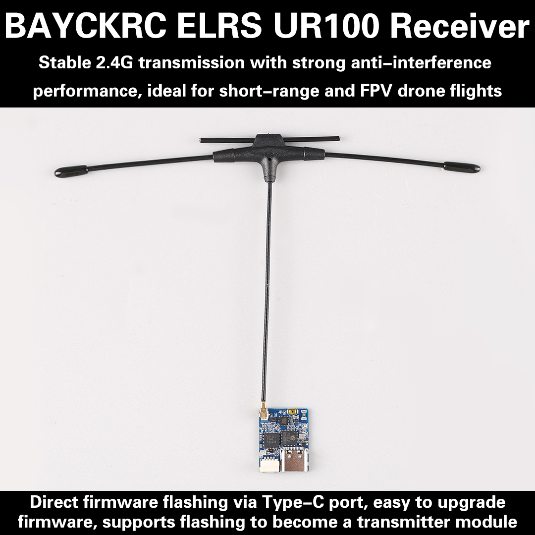 Drone Racing Receiver - BAYCKRC UR100 ExpressLRS ตัวรับสัญญาณโดรนแข่งความเร็วสูงแบบ Dual Band