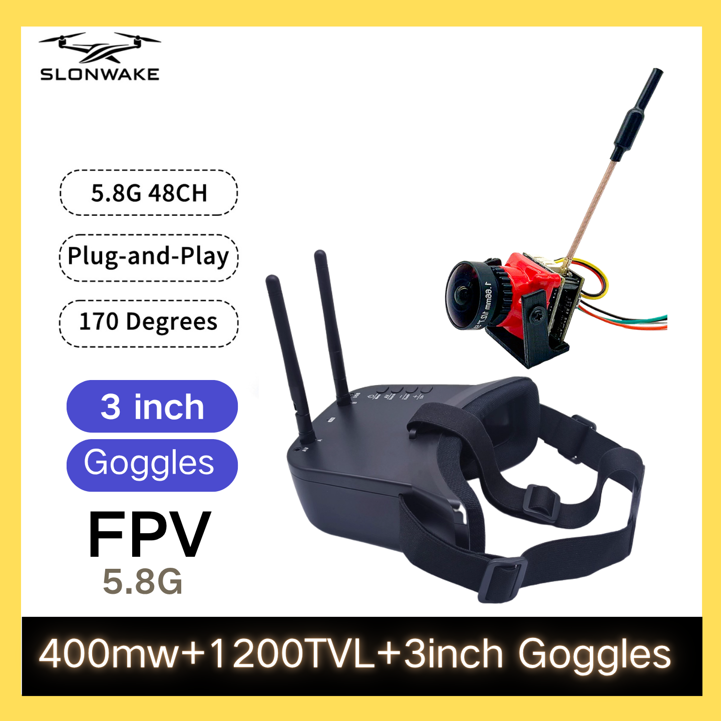 SLONWAKE 5.8G 48CH FPV 400mw V - Drone Racing Receiver บทวิจารณ์และราคา